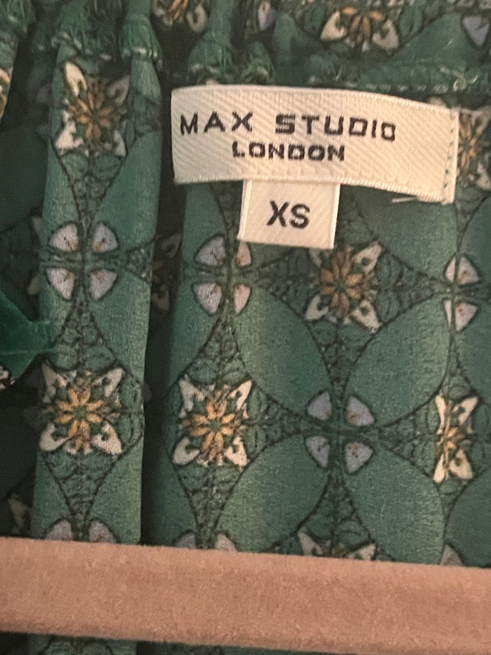 Max Studio Emerald Green Printed Long Sleeve Maxi Dress XS - Picture 3 of 9